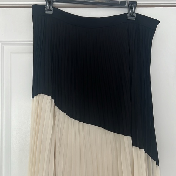 EXPRESS WHITE AND BLACK COLOR BLOCK MAXI SKIRT PLEATED - Picture 2 of 6